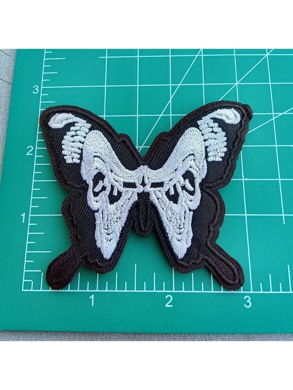 2/$10 Open Skull Black and White Butterfly Patch